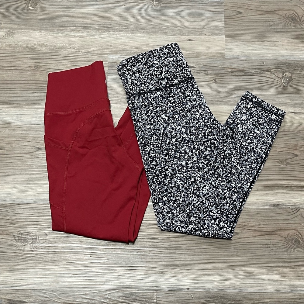 LOT of 2 Zyia Active Womens Leggings black/white and red size 4 Like New